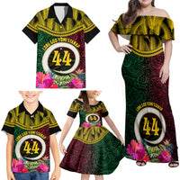 Vanuatu 44th Anniversary Independence Day Family Matching Off Shoulder Maxi Dress and Hawaiian Shirt Boars Tusk and Namele Plant LT03 - Polynesian Pride
