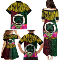 Vanuatu 44th Anniversary Independence Day Family Matching Puletasi and Hawaiian Shirt Boars Tusk and Namele Plant LT03 - Polynesian Pride