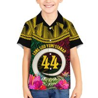 Vanuatu 44th Anniversary Independence Day Family Matching Short Sleeve Bodycon Dress and Hawaiian Shirt Boars Tusk and Namele Plant LT03 Son's Shirt Black - Polynesian Pride
