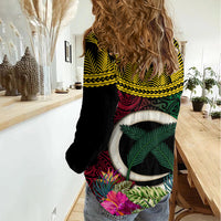 Vanuatu 44th Anniversary Independence Day Women Casual Shirt Boars Tusk and Namele Plant LT03 - Polynesian Pride