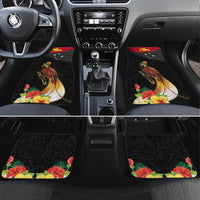 Papua New Guinea Independence Day Car Mats PNG Flag and Bird-of-Paradise LT03 Set 4pcs Black - Polynesian Pride