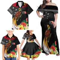 Papua New Guinea Independence Day Family Matching Off Shoulder Maxi Dress and Hawaiian Shirt PNG Flag and Bird-of-Paradise LT03 - Polynesian Pride