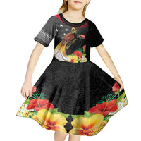 Papua New Guinea Independence Day Kid Short Sleeve Dress PNG Flag and Bird-of-Paradise LT03 - Polynesian Pride