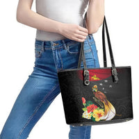 Papua New Guinea Independence Day Leather Tote Bag PNG Flag and Bird-of-Paradise LT03 - Polynesian Pride