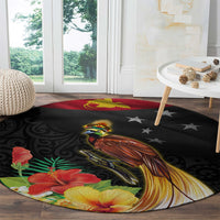 Papua New Guinea Independence Day Round Carpet PNG Flag and Bird-of-Paradise LT03 - Polynesian Pride