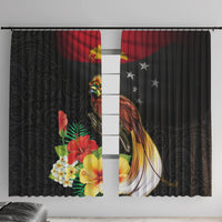 Papua New Guinea Independence Day Window Curtain PNG Flag and Bird-of-Paradise LT03 With Hooks Black - Polynesian Pride