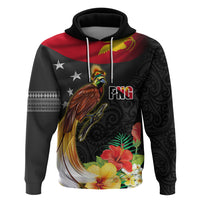 Papua New Guinea Independence Day Zip Hoodie PNG Flag and Bird-of-Paradise LT03 Pullover Hoodie Black - Polynesian Pride