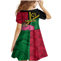 Vanuatu Flag Hibiscus Polynesian Pattern Family Matching Mermaid Dress and Hawaiian Shirt LT03 - Polynesian Pride