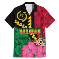 Vanuatu Flag Hibiscus Polynesian Pattern Family Matching Mermaid Dress and Hawaiian Shirt LT03 Dad's Shirt - Short Sleeve Black - Polynesian Pride