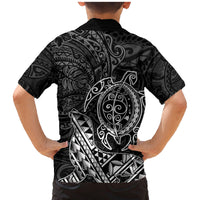 Hawaii Monk Seal and Dolphin Family Matching Mermaid Dress and Hawaiian Shirt Polynesian Kakau Pattern Black White Color LT03 - Polynesian Pride