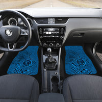 Hawaii Monk Seal and Dolphin Car Mats Polynesian Kakau Pattern Blue