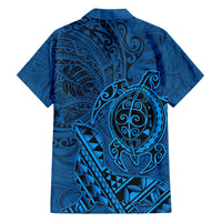 Hawaii Monk Seal and Dolphin Family Matching Tank Maxi Dress and Hawaiian Shirt Polynesian Kakau Pattern Blue