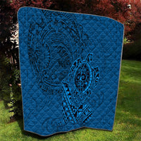 Hawaii Monk Seal and Dolphin Quilt Polynesian Kakau Pattern Blue