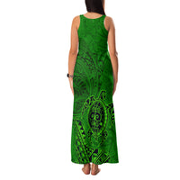 Hawaii Monk Seal and Dolphin Family Matching Tank Maxi Dress and Hawaiian Shirt Polynesian Kakau Pattern Green
