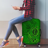 Hawaii Monk Seal and Dolphin Luggage Cover Polynesian Kakau Pattern Green