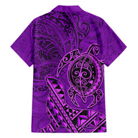 Hawaii Monk Seal and Dolphin Family Matching Puletasi and Hawaiian Shirt Polynesian Kakau Pattern Purple LT03 - Polynesian Pride