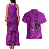 Hawaii Monk Seal and Dolphin Couples Matching Tank Maxi Dress and Hawaiian Shirt Polynesian Kakau Pattern Pink