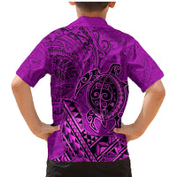 Hawaii Monk Seal and Dolphin Family Matching Mermaid Dress and Hawaiian Shirt Polynesian Kakau Pattern Pink LT03 - Polynesian Pride