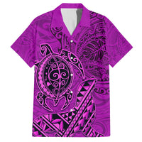 Hawaii Monk Seal and Dolphin Family Matching Puletasi and Hawaiian Shirt Polynesian Kakau Pattern Pink LT03 Dad's Shirt - Short Sleeve Pink - Polynesian Pride