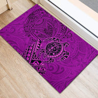 Hawaii Monk Seal and Dolphin Rubber Doormat Polynesian Kakau Pattern Pink