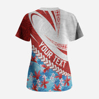 Personalized Tahiti Surfing 2026 Scrub Top Marquesan Tattoo-Sporty Style LT03 - Polynesian Pride