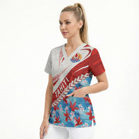 Personalized Tahiti Surfing 2026 Scrub Top Marquesan Tattoo-Sporty Style LT03 - Polynesian Pride
