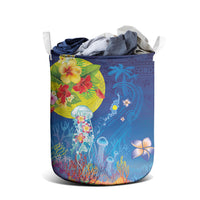 Palau Laundry Basket Jellyfish with Coral Reefs Ocean Vibe and Tapa Pattern LT03 - Polynesian Pride