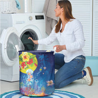 Palau Laundry Basket Jellyfish with Coral Reefs Ocean Vibe and Tapa Pattern LT03 - Polynesian Pride