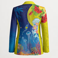 Palau Blazer Jellyfish with Coral Reefs Ocean Vibe and Tapa Pattern LT03 - Polynesian Pride