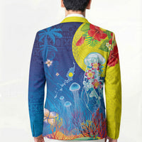 Palau Blazer Jellyfish with Coral Reefs Ocean Vibe and Tapa Pattern LT03 - Polynesian Pride