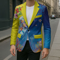 Palau Blazer Jellyfish with Coral Reefs Ocean Vibe and Tapa Pattern LT03 - Polynesian Pride