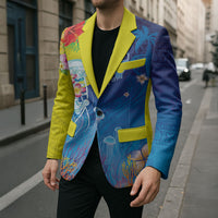 Palau Blazer Jellyfish with Coral Reefs Ocean Vibe and Tapa Pattern LT03 - Polynesian Pride
