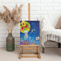 Palau Canvas Wall Art Jellyfish with Coral Reefs Ocean Vibe and Tapa Pattern LT03 - Polynesian Pride