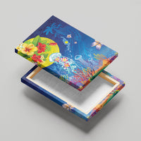 Palau Canvas Wall Art Jellyfish with Coral Reefs Ocean Vibe and Tapa Pattern LT03 - Polynesian Pride