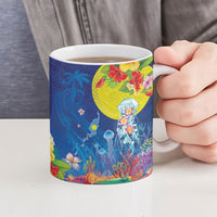 Palau Ceramic Mug Jellyfish with Coral Reefs Ocean Vibe and Tapa Pattern LT03 - Polynesian Pride