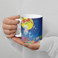 Palau Ceramic Mug Jellyfish with Coral Reefs Ocean Vibe and Tapa Pattern LT03 - Polynesian Pride
