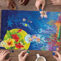 Palau Puzzle Jellyfish with Coral Reefs Ocean Vibe and Tapa Pattern LT03 - Polynesian Pride