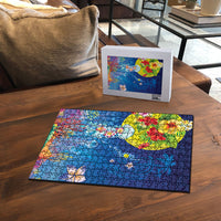 Palau Puzzle Jellyfish with Coral Reefs Ocean Vibe and Tapa Pattern LT03 - Polynesian Pride