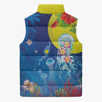 Palau Sleeveless Puffer Jacket Jellyfish with Coral Reefs Ocean Vibe and Tapa Pattern LT03 - Polynesian Pride