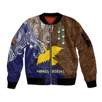 Custom Papua New Guinea Manus Province Sleeve Zip Bomber Jacket PNG Birds Of Paradise Polynesian Arty Style LT03 Unisex Brown - Polynesian Pride