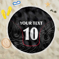 Custom New Zealand Rugby Beach Blanket Maori All Black Championship 2024 and Silver Fern LT03 One Size 150cm Black - Polynesian Pride