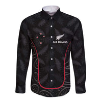 Custom New Zealand Rugby Long Sleeve Button Shirt Maori All Black Championship 2024 and Silver Fern LT03 Unisex Black - Polynesian Pride
