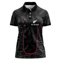 Custom New Zealand Rugby Women Polo Shirt Maori All Black Championship 2024 and Silver Fern LT03 Female Black - Polynesian Pride