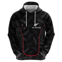 Custom New Zealand Rugby Zip Hoodie - Maori All Black Championship 2024 and Silver Fern LT03 - Polynesian Pride