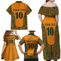 Custom Australia Rugby Championship 2024 Family Matching Off Shoulder Maxi Dress and Hawaiian Shirt Aboriginal Art Tattoo Pattern LT03 - Polynesian Pride