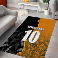 Custom New Zealand and Australia Rugby Championship 2024 Area Rug Maori Warrior and Kangaroo Mascot with Fern Aboriginal LT03 - Polynesian Pride