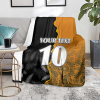 Custom New Zealand and Australia Rugby Championship 2024 Blanket Maori Warrior and Kangaroo Mascot with Fern Aboriginal LT03 - Polynesian Pride