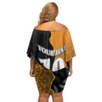 Custom New Zealand and Australia Rugby Championship 2024 Off Shoulder Short Dress Maori Warrior and Kangaroo Mascot with Fern Aboriginal LT03 - Polynesian Pride