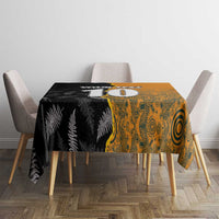 Custom New Zealand and Australia Rugby Championship 2024 Tablecloth Maori Warrior and Kangaroo Mascot with Fern Aboriginal LT03 - Polynesian Pride