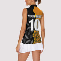 Custom New Zealand and Australia Rugby Championship 2024 Women Sleeveless Polo Shirt Maori Warrior and Kangaroo Mascot with Fern Aboriginal LT03 - Polynesian Pride